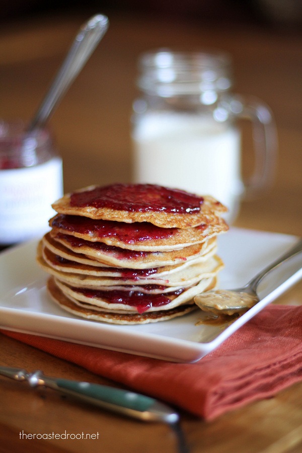 gluten free peanut butter and jelly pancakes