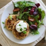 Crispy Cauliflower Cakes with yogurt dipping sauce | http://www.theroastedroot.net