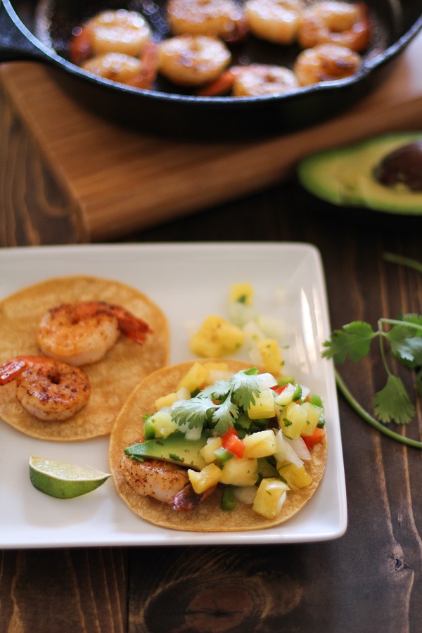 Shrimp and Avocado Tacos with Pineapple Salsa