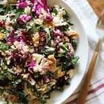 Raw Cauliflower Couscous with Kale, Cabbage, Walnuts, Dried Cranberries, and Lemon-Mustard Vinaigrette