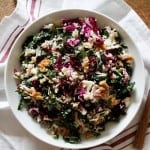 Raw Cauliflower Couscous with Kale, Cabbage, Walnuts, Dried Cranberries, and Lemon-Mustard Vinaigrette