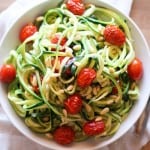 Zucchini Noodles with Roasted Tomatoes and Lemon-Garlic Sauce