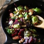 Honey-Glazed Brussels Sprouts and Beets with Blue Cheese and Walnuts #sidedish #recipe