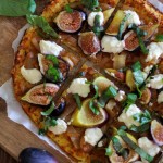 Caramelized Onion, Fig, Ricotta, and Basil Pizza on Cauliflower Pizza Crust | TheRoastedRoot.net #healthy #recipe #glutenfree #vegetarian
