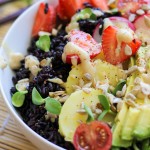 Farmer's Market Forbidden Rice Bowls with Tahini Apricot Sauce | TheRoastedRoot.net #healthy #vegan #recipe #vegetarian #paleo #glutenfree