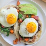 Superfood Breakfast Tacos with sweet potato, black beans, and greens | TheRoastedRoot.net #recipe #InspiredGathering #ad