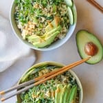 Wasabi Vegetable Bowls with broccolini , spinach, cucumber, avocado, and creamy wasabi sauce | TheRoastedRoot.net #vegan #vegetarian #tahini #healthy #recipes