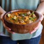 Albondigas Soup - a classic Mexican meatball soup | TheRoastedRoot.net #healthy #dinner #recipe #glutenfree #cincodemayo