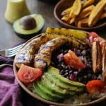Grilled Cuban Mojo Chicken Bowls with fried plantains and mojo sauce | TheRoastedRoot.net #healthy #dinner #recipe #glutenfree #bbq