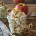 Apple Walnut Fruit Salad with Grapes and Cinnamon-Maple Coconut Whipped Cream | TheRoastedRoot.net #sidedish #salad #healthy #vegan