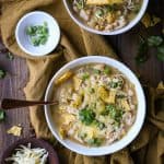Crock Pot White Chicken Chili - an easy and healthful slow cooker recipe | TheRoastedRoot.net #healthy #dinner #recipe #crockpot