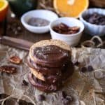 Chocolate Dipped Cardamom Orange Paleo Shortbread Cookies (Vegan) | TheRoastedRoot.net #healthy #dessert #recipe #glutenfree #sugarfree #paleo #holiday #christmascookies