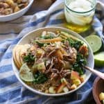 Crock Pot Pulled Pork & Apple Bowls with Sauteed Kale and Avocado | TheRoastedRoot.net #healthy #dinner #recipe #almostpaleo