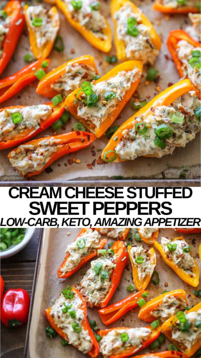 Cream Cheese Stuffed Bell Peppers - an easy keto appetizer recipe
