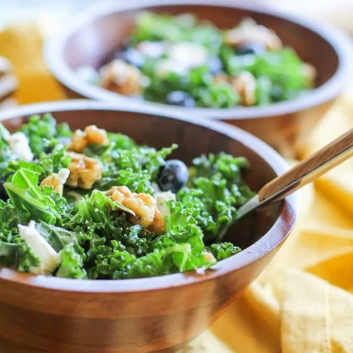 Massaged Kale Salad with Creamy Blueberry Vinaigrette