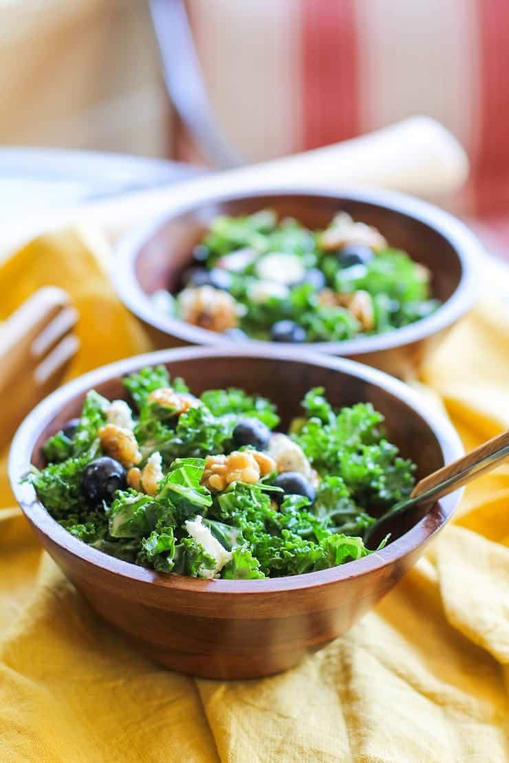 Massaged Kale Salad with Creamy Blueberry Vinaigrette