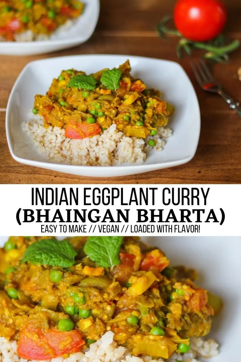Indian Eggplant Curry - Bhaingan Bharta recipe that is a classic Indian dish. Vegan, gluten-free, delicious!