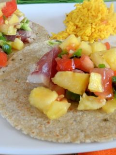 Seared ahi tacos with Pineapple salsa