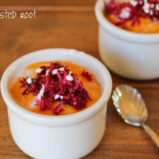 Gingered Butternut Squash Soup with Beet Slaw