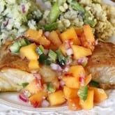 Soy & Ginger Glazed Halibut with Ginger Peach Relish