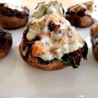Meat & Spinach-Stuffed Mushrooms with Goat Cheese