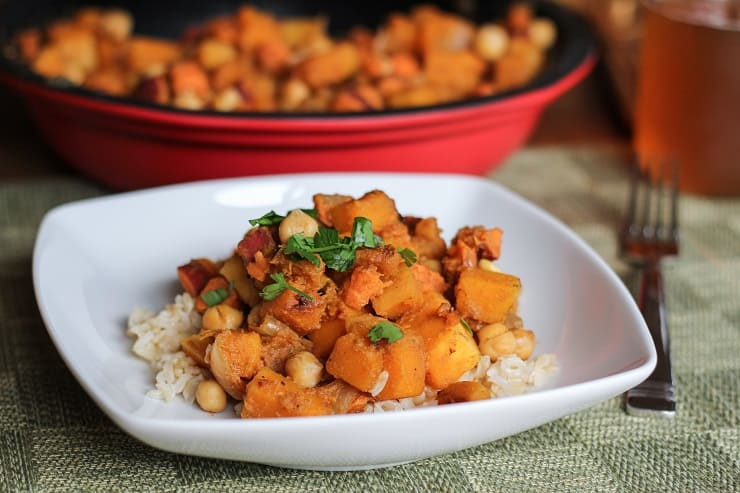 Butternut Squash and Sweet Potato Tagine - a nutritious vegan dish surely to please the whole family | TheRoastedRoot.net