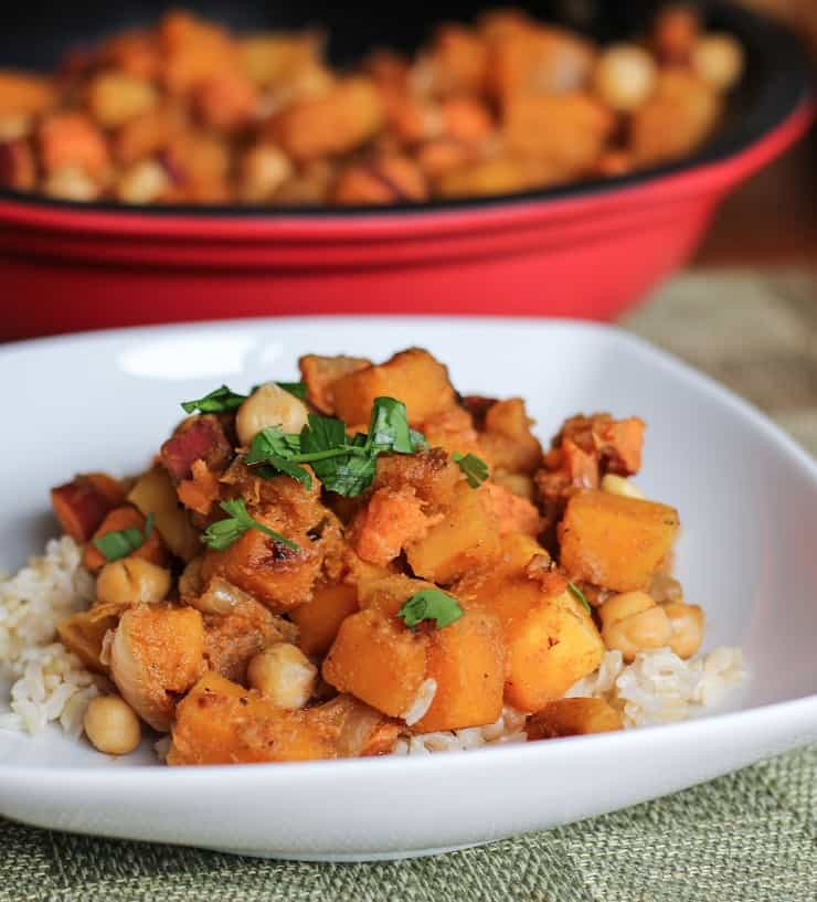 Moroccan Butternut Squash and Sweet Potato Tagine | vegan, vegetarian, gluten-free, healthy | TheRoastedRoot.net