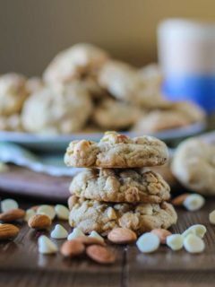 Roasted Almond Cardamom White Chocolate Chip Cookies - absolutely delicious unique cookie recipe that happens to be gluten-free! | TheRoastedRoot.net