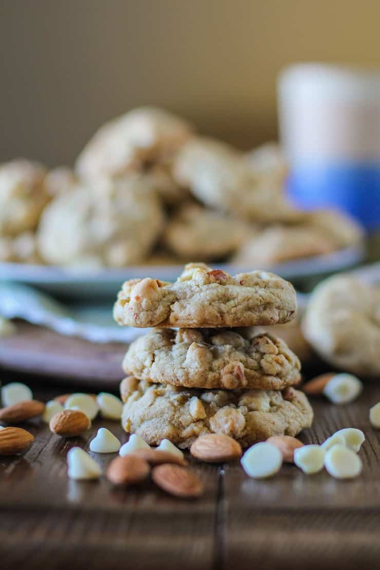 Roasted Almond Cardamom White Chocolate Chip Cookies - absolutely delicious unique cookie recipe that happens to be gluten-free! | TheRoastedRoot.net