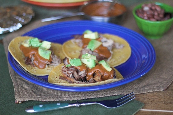 Pulled Pork Tacos with Mole Sauce 