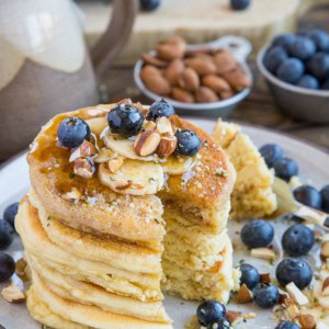 almond flour pancakes with bite taken out