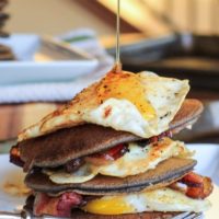 Bacon and Egg Buckwheat Pancakes - gluten-free and delicious! | TheRoastedRoot.net #breakfast #buckwheat #healthy