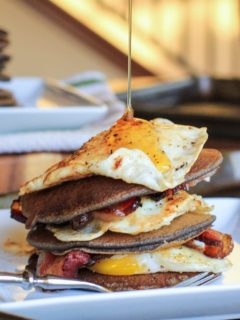 Bacon and Egg Buckwheat Pancakes - gluten-free and delicious! | TheRoastedRoot.net #breakfast #buckwheat #healthy