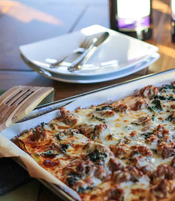 tray of cauliflower pizza crust