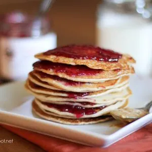 Gluten free peanut butter and jelly pancakes