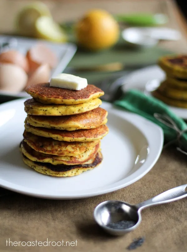Lemon Poppy Seed Coconut Flour Pancakes (gluten free)