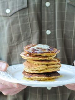 Gluten-Free Morning Glory Pancakes made with almond flour and rice flour | TheRoastedRoot.net #healthy #breakfast #recipe