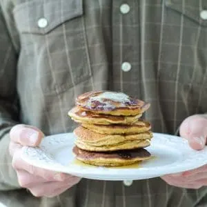 Gluten-Free Morning Glory Pancakes made with almond flour and rice flour | TheRoastedRoot.net #healthy #breakfast #recipe