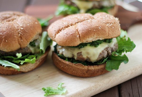Lamb Burgers with kale and mint pesto