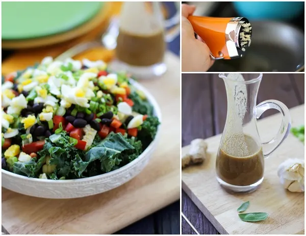Southwest Kale Salad with Cumin Ginger Sage Dressing