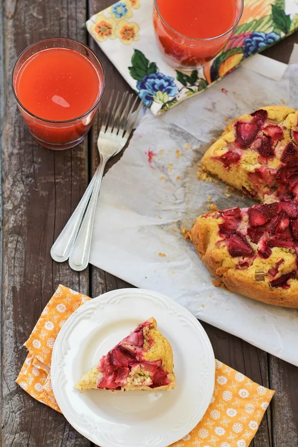 Gluten Free Strawberry Rhubarb Cake