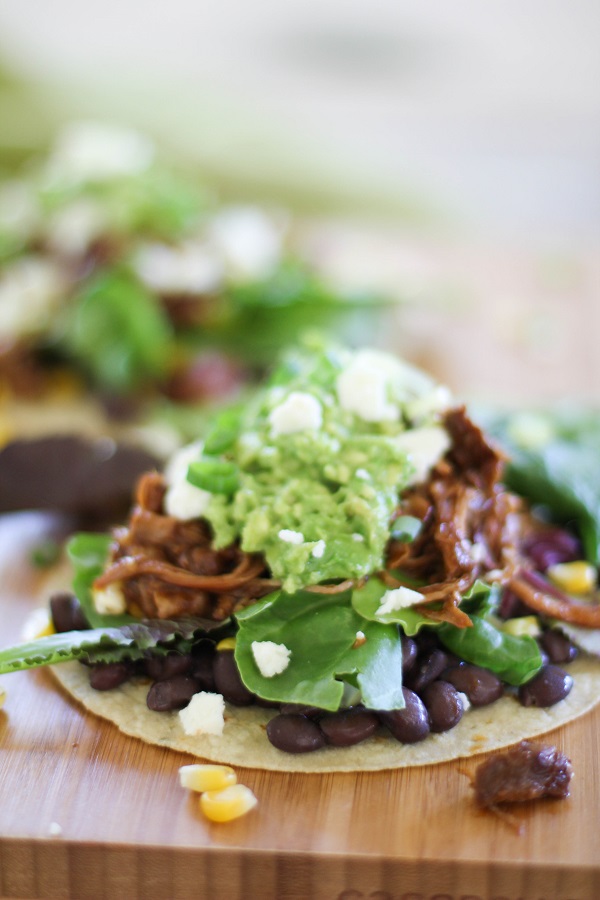 Barbecue Pulled Turkey Tostadas | https://www.theroastedroot.net