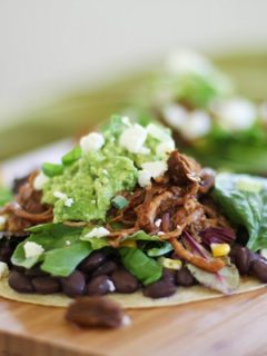 Barbecue Pulled Turkey Tostadas | https://www.theroastedroot.net