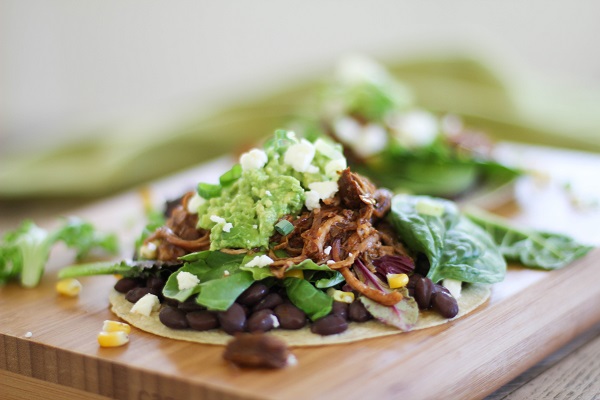Barbecue Pulled Turkey Tostadas | https://www.theroastedroot.net