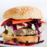 Thai Turkey Burgers with curry yogurt sauce | https://www.theroastedroot.net