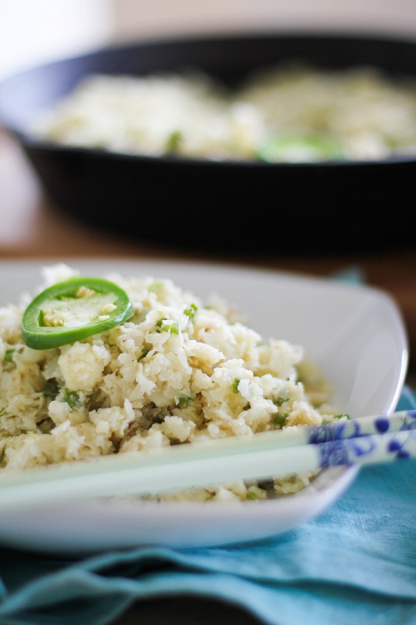 Jalapeno Ginger Cauliflower Rice (paleo friendly) | https://www.theroastedroot.net