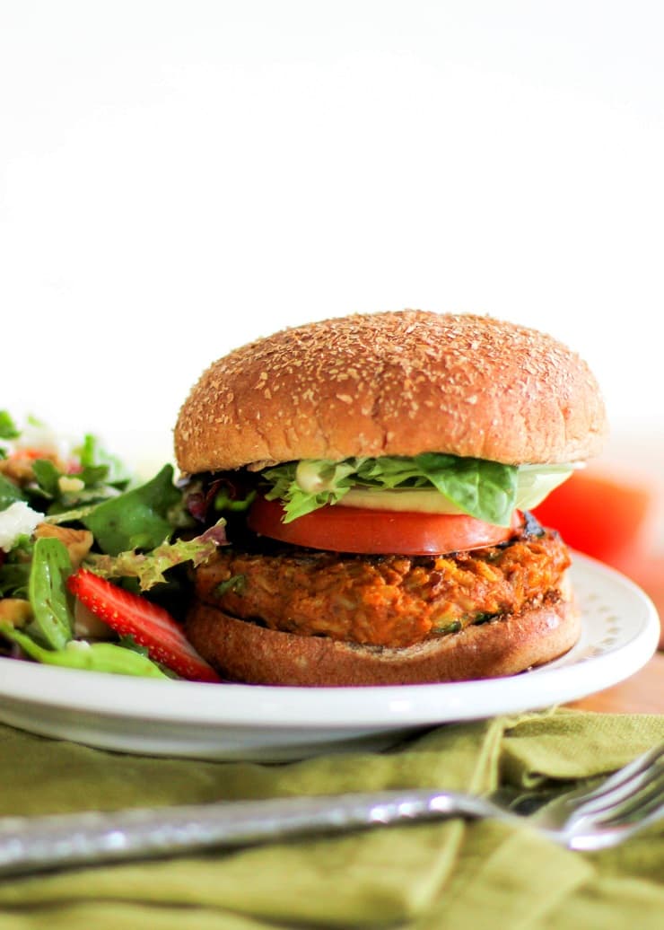 Sweet Potato Veggie Burgers | TheRoastedRoot.net #healthy #recipe #vegetarian