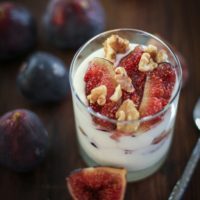 Roasted Fig and Walnut Yogurt Breakfast Parfait with honey | TheRoastedRoot.net #healthy #recipe #glutenfree