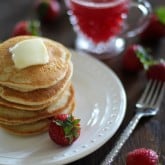 Gluten Free Strawberry Almond Flour Pancakes | https://www.theroastedroot.net