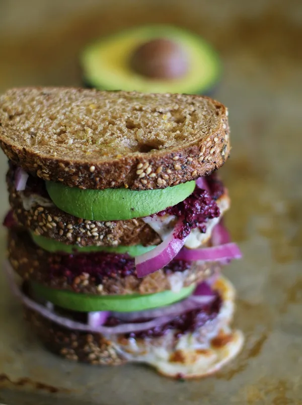 Avocado Beet Pesto Sandwich - - - > https://www.theroastedroot.net